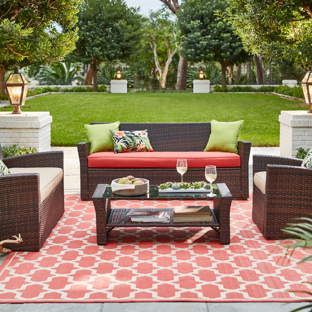 Brown Geranium Loveseat H3599