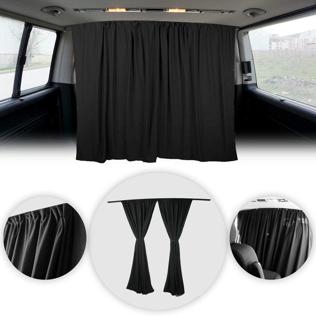 Black Campervan Divider Curtains Blinds Kit 2 pcs. Curtains 1pcs. Profiles Screws (54x39 inch) V86578