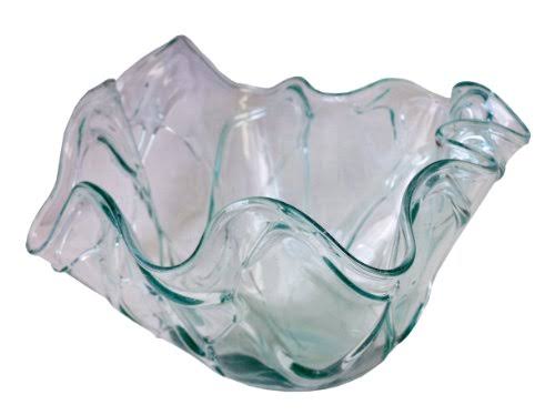 Molten Glass Decanter with Round Teak Base N16060