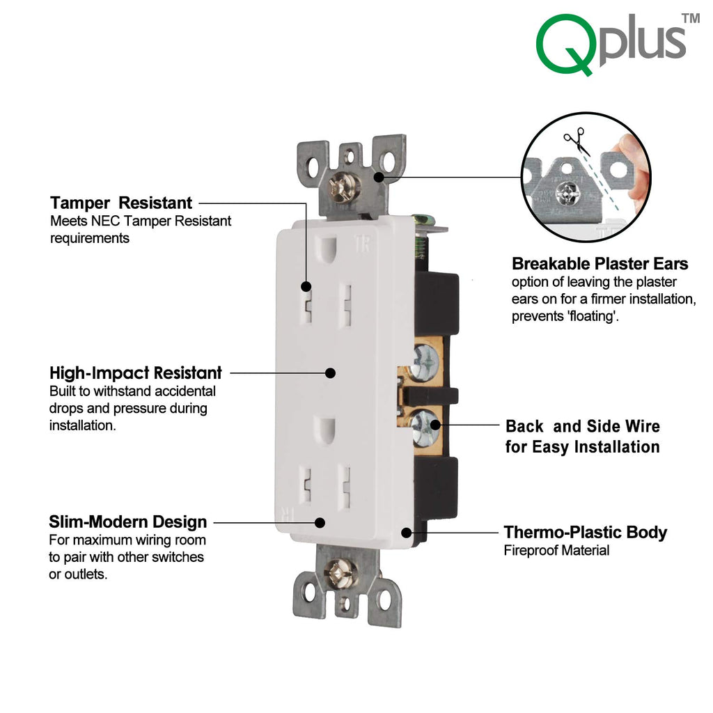 Pack of 100 White Tamper-Resistant Electrical Outlets, 15A / 125VAC / 2500W B660