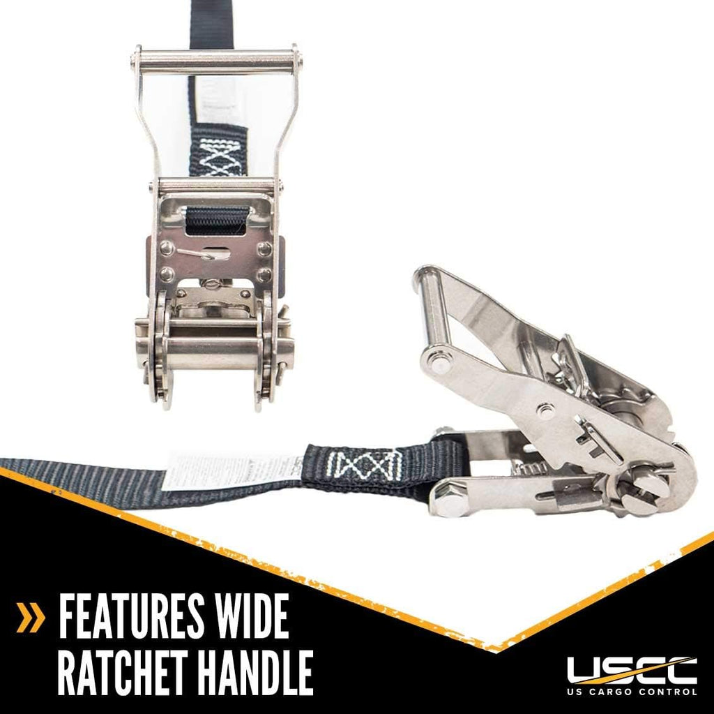 Stainless Steel Ratchet Strap Tie Down 1 Inch x 15 Foot Black 4 Pack Z4568