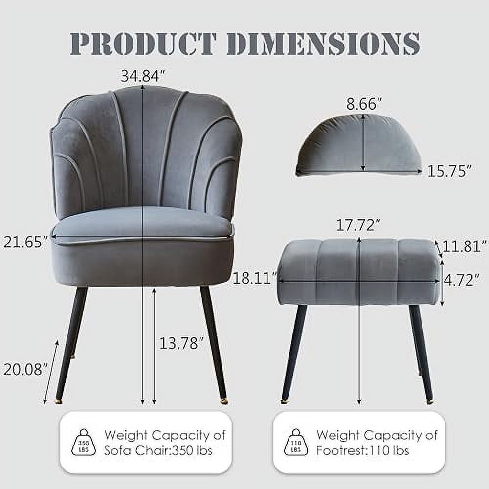 Beige Velvet Wingback Accent Chair with Ottoman N480572