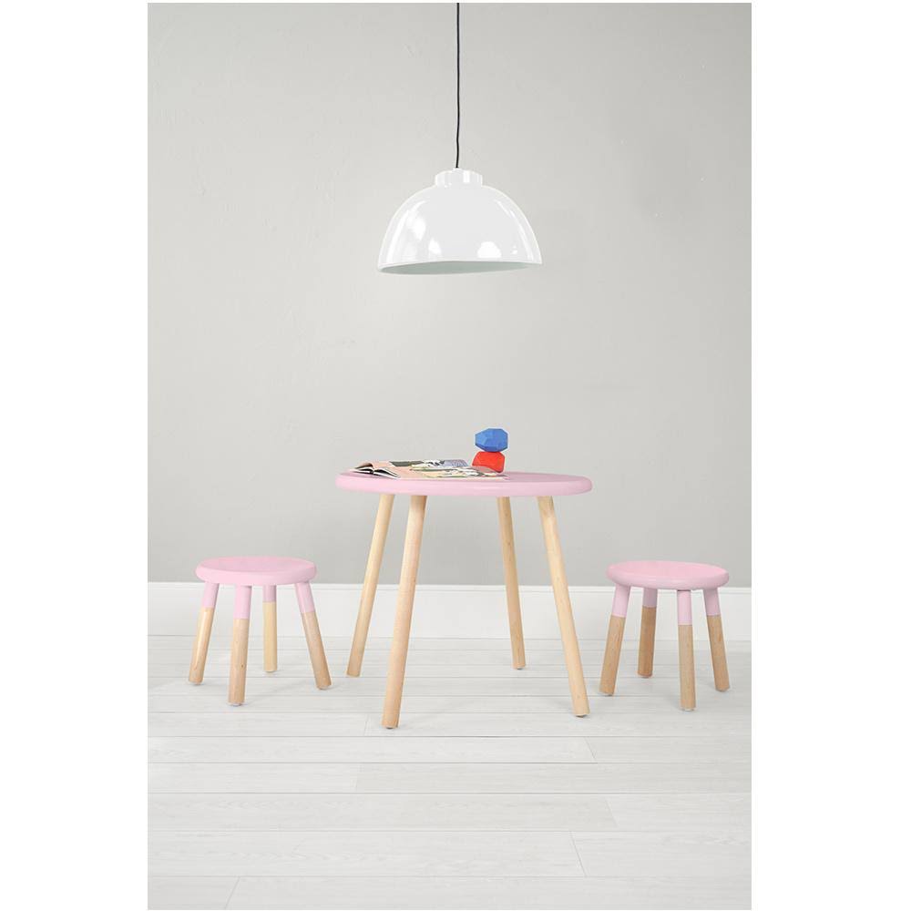 30x22 Round Kids Table in Maple/Pink J12905