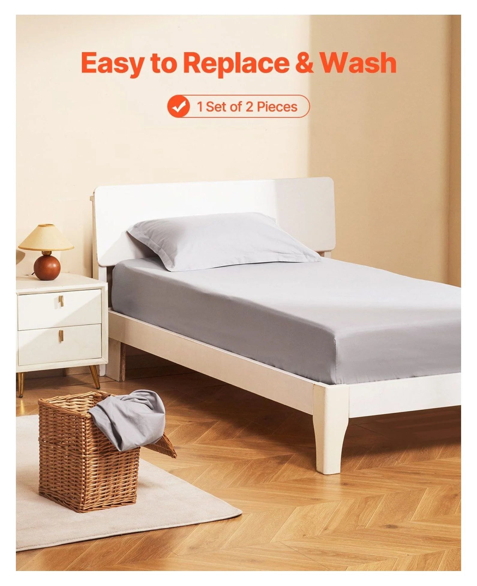Twin XL Microfiber Fitted Sheet 2 Pack Light Gray U8521