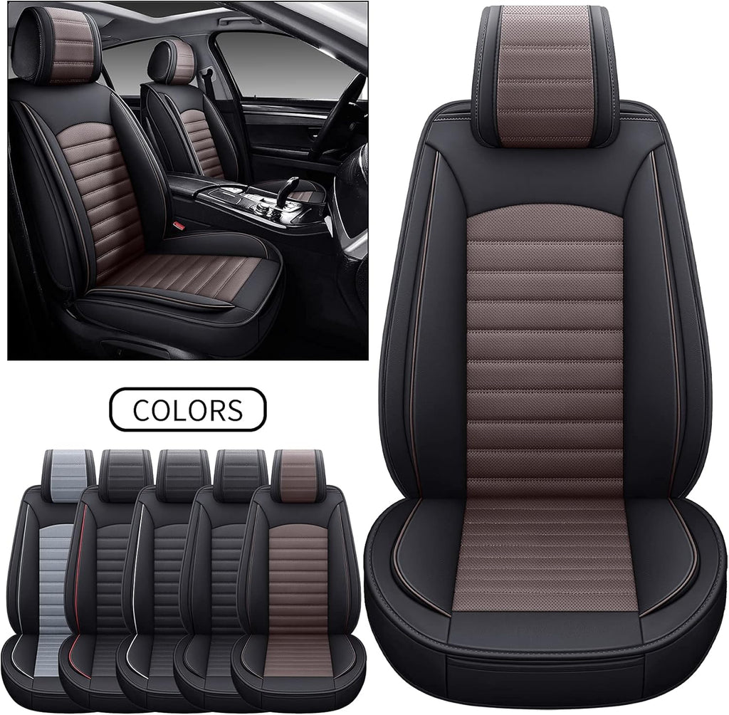 Black-Red Waterproof Leather Car Seat Covers, 5 Sets Full Seat E540588