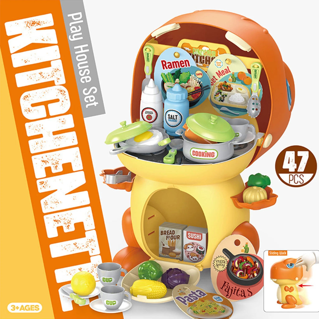Play House Dinosaur Storage Set Cooking Toy Kitchen Set With Play Food I6029