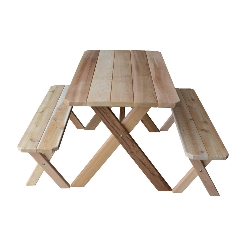 Cedar 5 Cross Leg Picnic Table with 2 Benches F614766