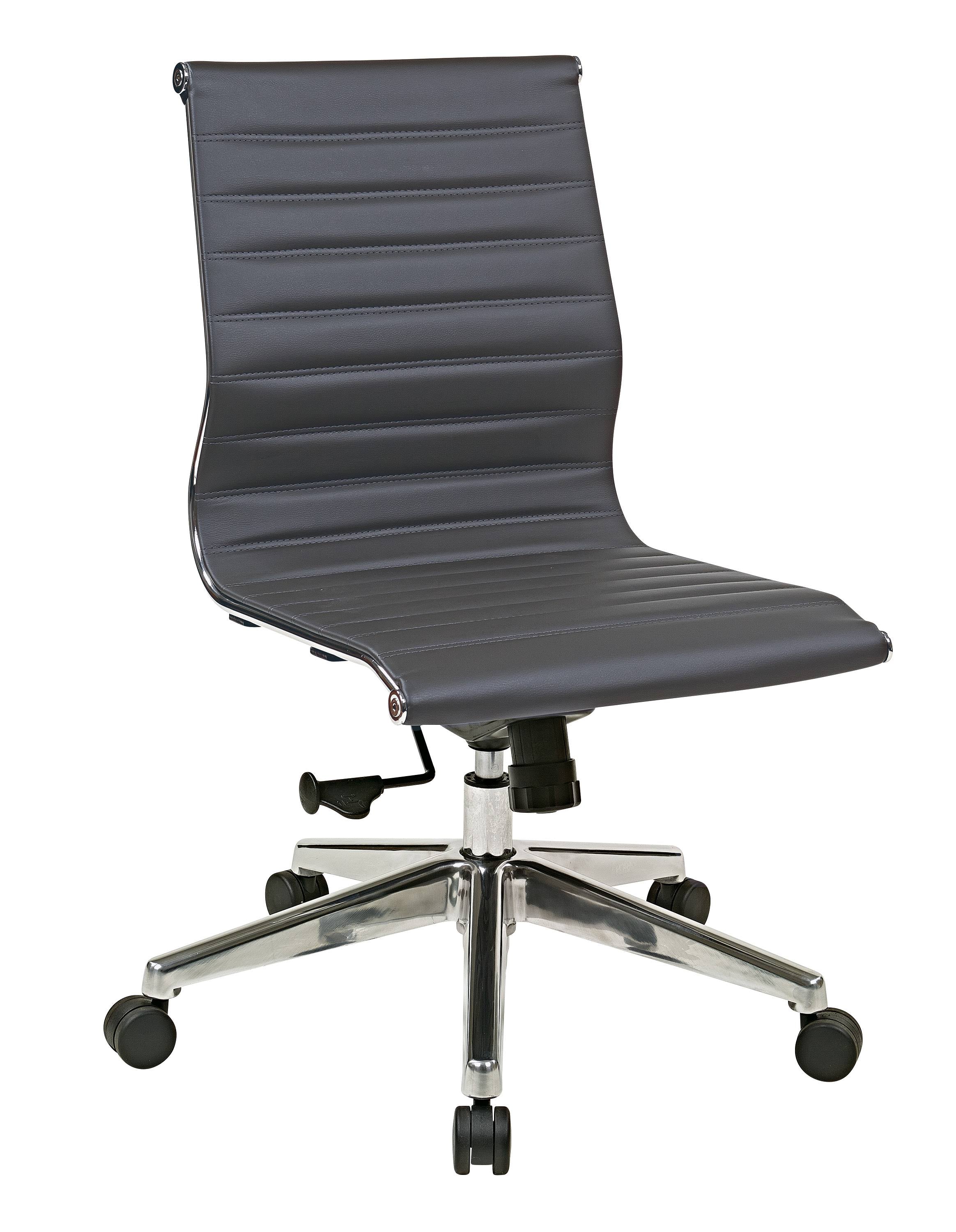 Grey Armless Mid Back Eco Leather Chair O77844