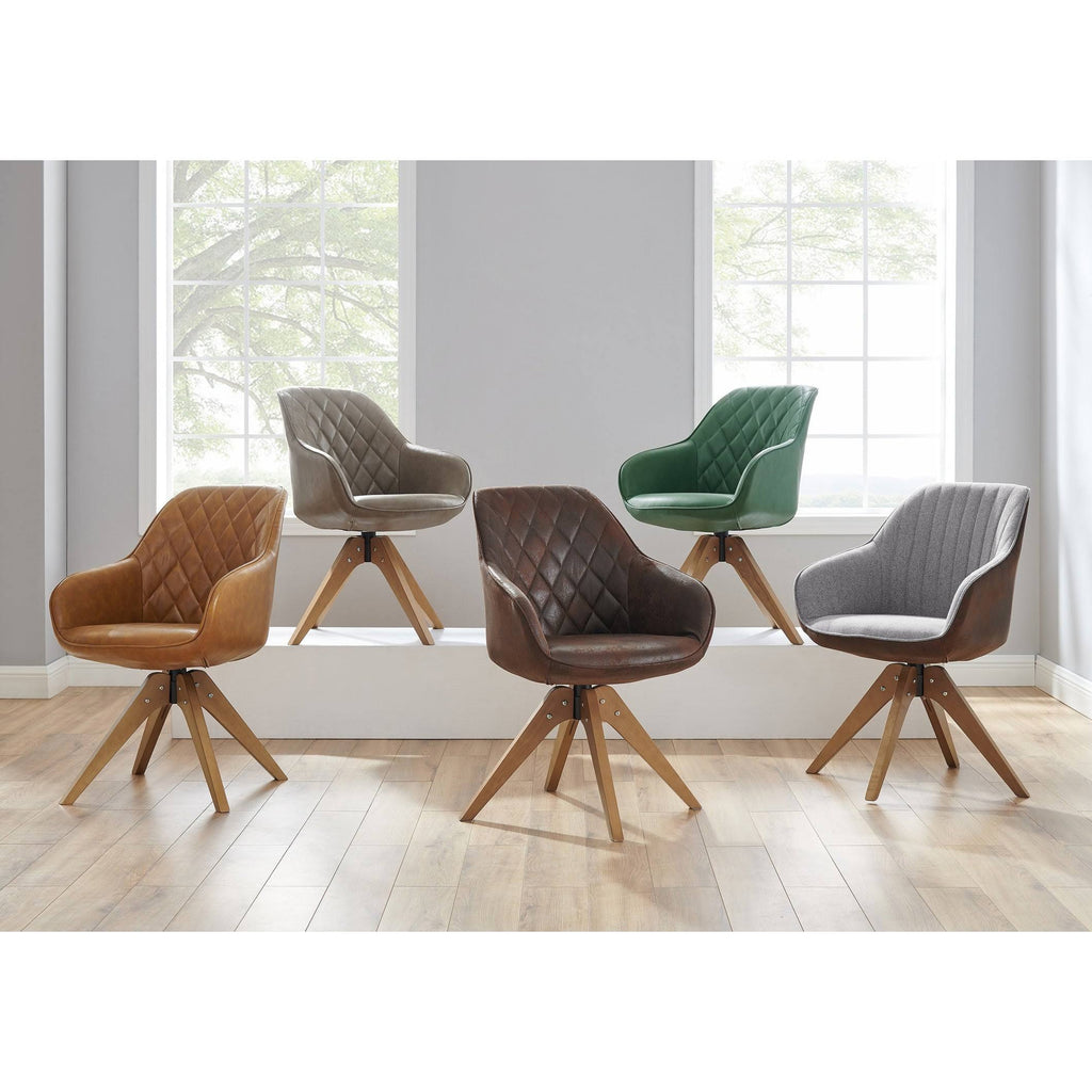 Blue Fabric Swivel Office Accent Arm Chair with Wood Legs K31044