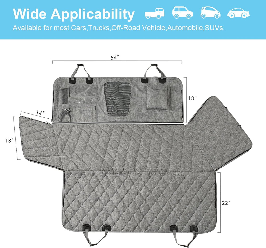 Gray Waterproof Dog Car Seat Cover with Mesh Window O2229