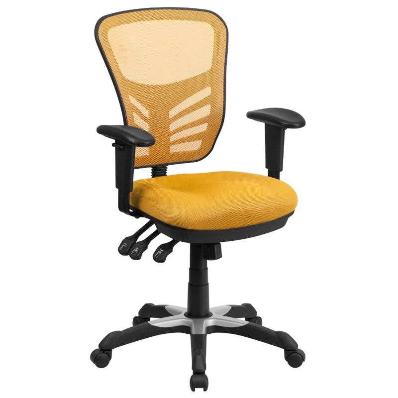 Yellow Mid Back Mesh Swivel Office Chair F34518