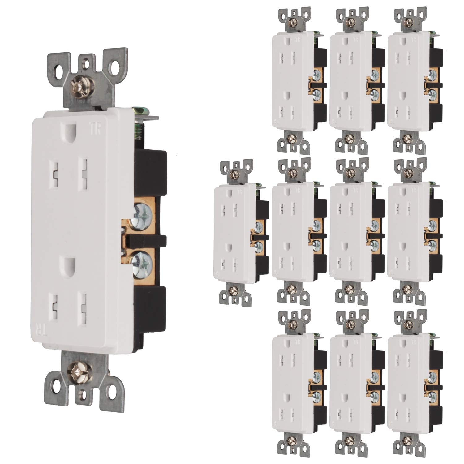 Pack of 100 White Tamper-Resistant Electrical Outlets, 15A / 125VAC / 2500W B660