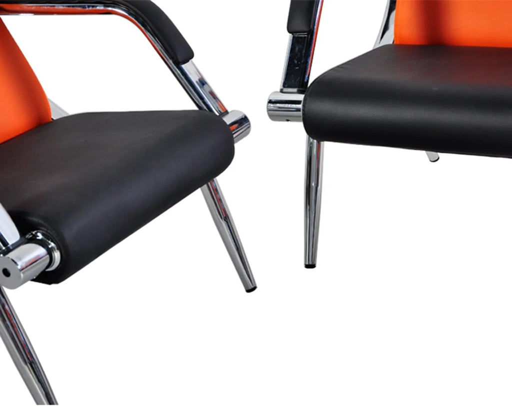Orange And Black PU Leather Reception Chair V47460