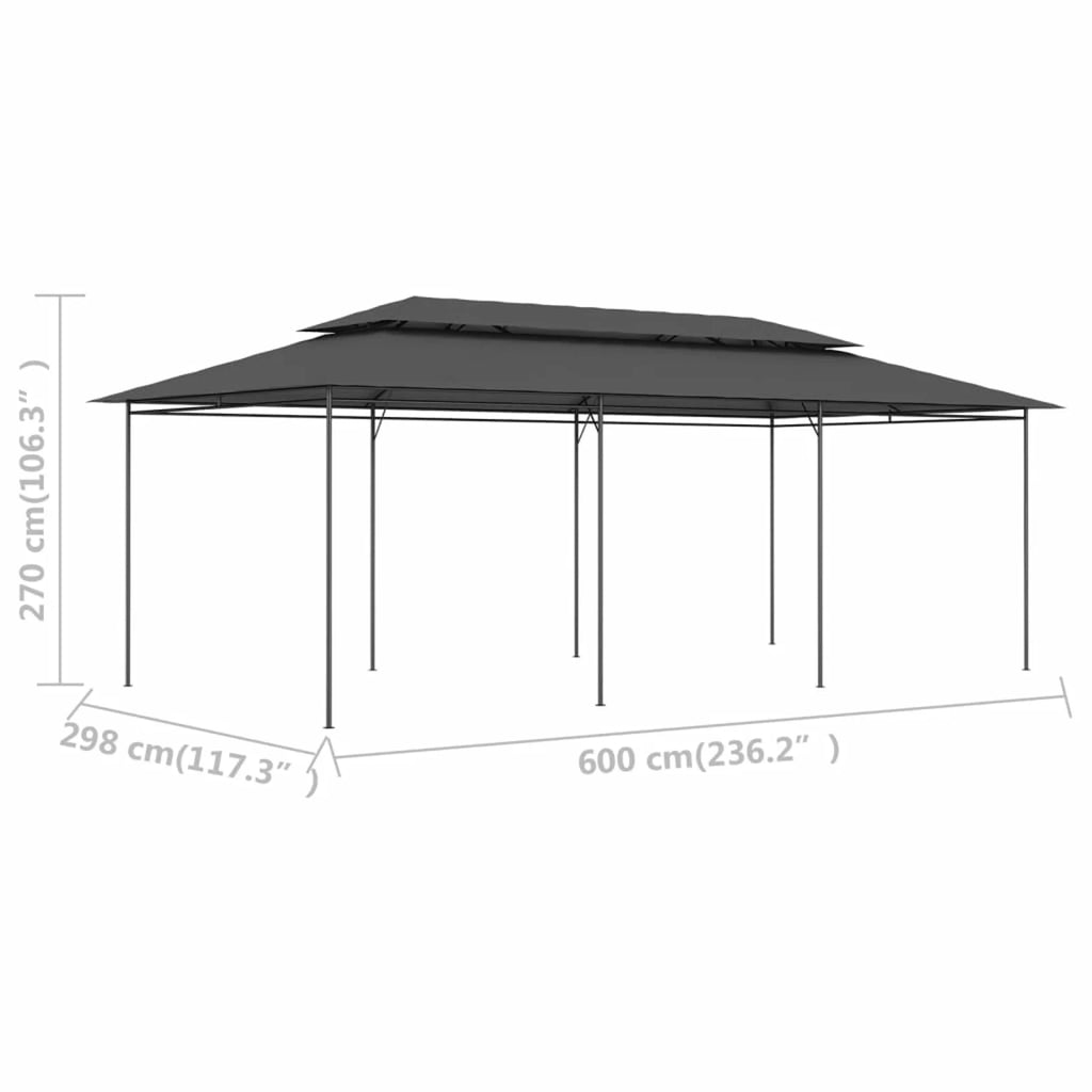 Party Tent Outdoor Gazebo Steel Frame Canopy Anthracite 236.2 x 117.3 x 106.3 Inches R809847