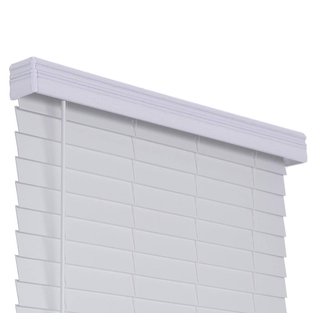 Cordless White Faux Wood Room Darkening Horizontal Blinds B976399