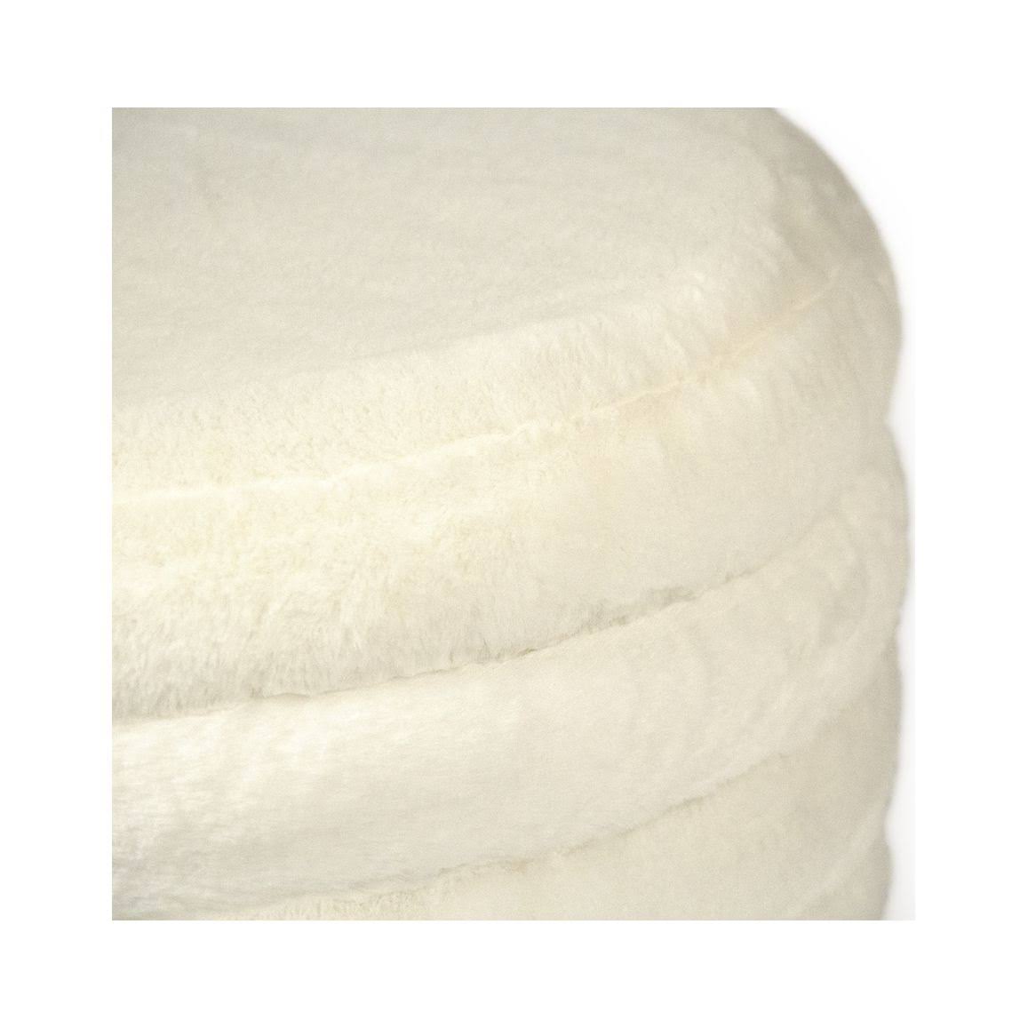 White Faux Fur Velvet Ottoman L6181