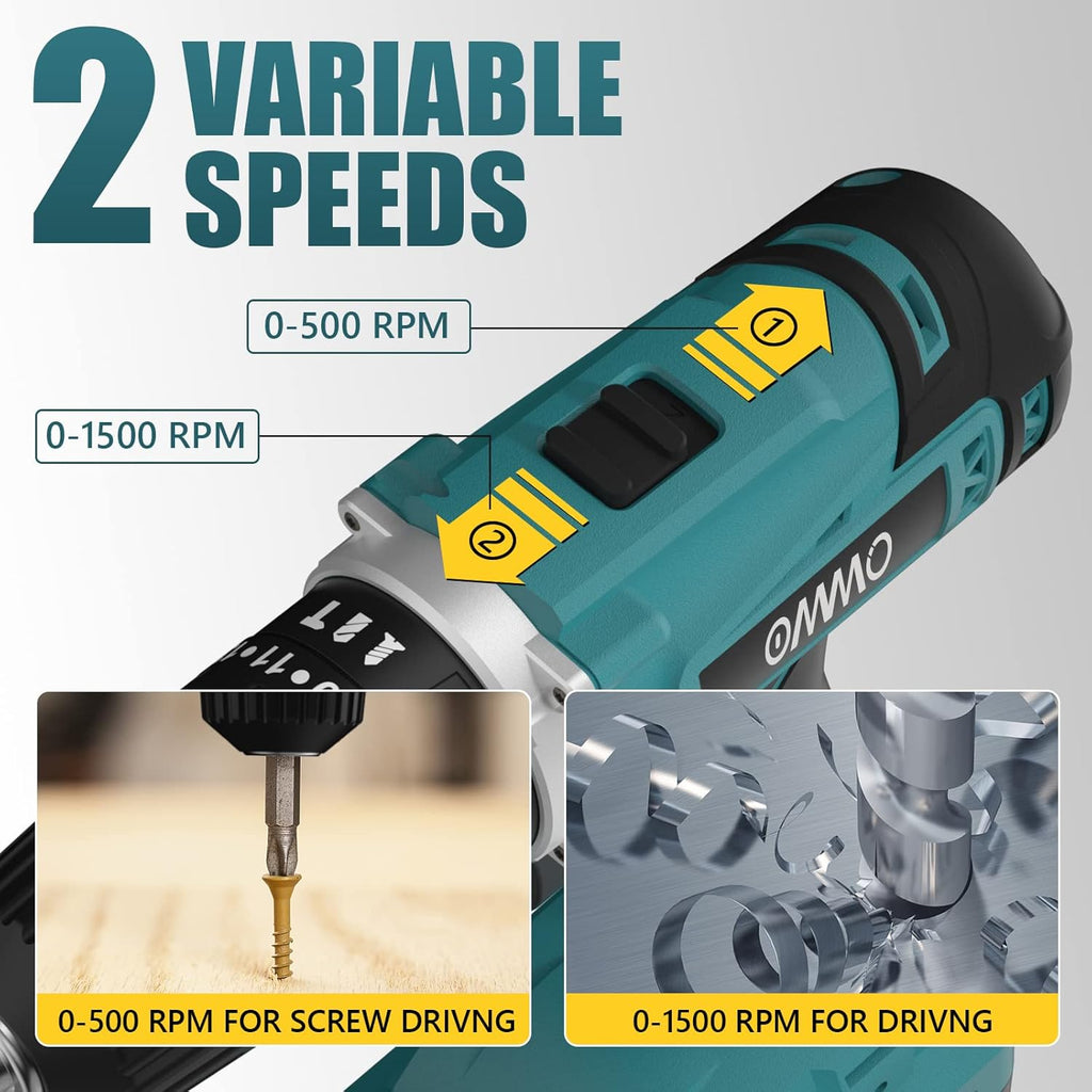 21V MAX Cordless Impact Drill with 24pcs Drill Bit Combo Set and Tool Case R181410