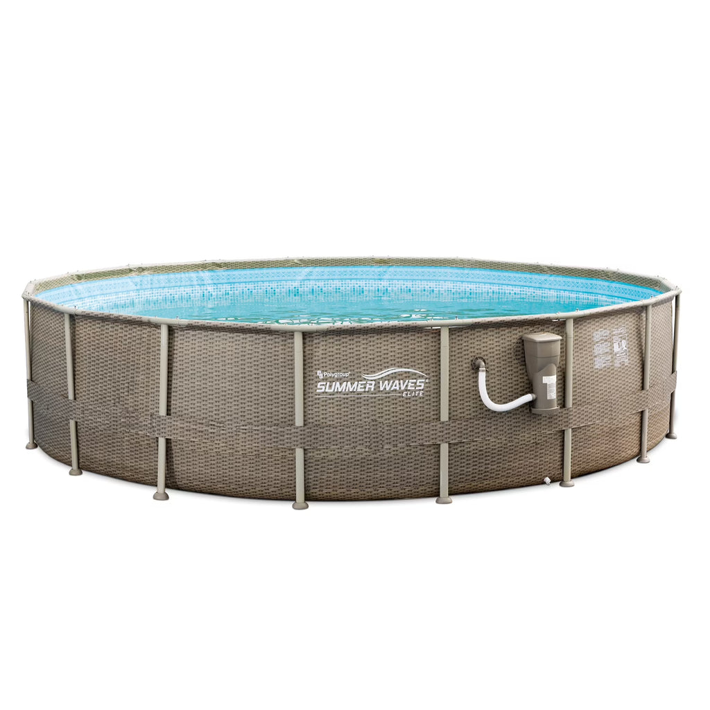 18ft x 48in Elite Frame Swimming Pool with Exterior Wicker Print C5389