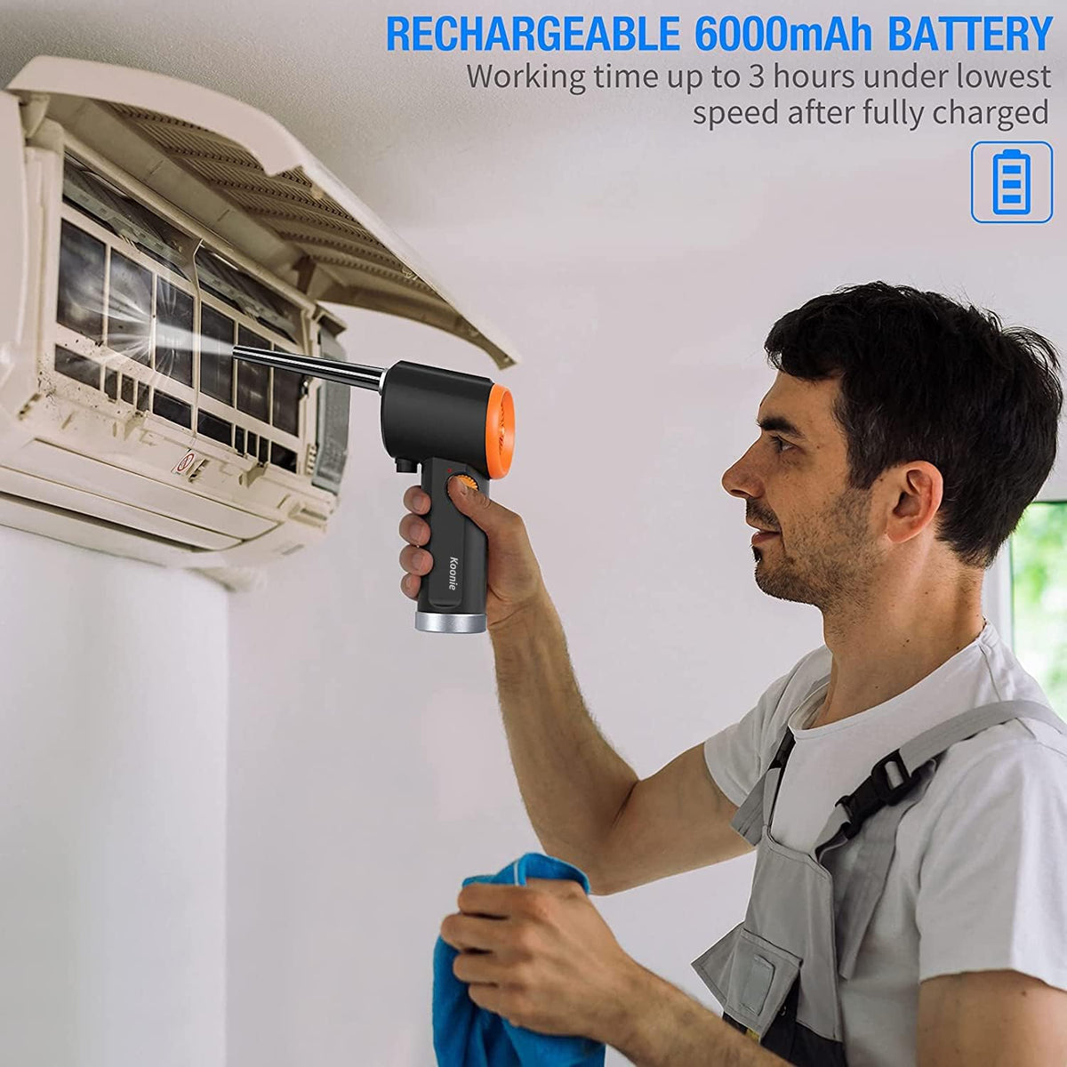 Cordless Air Duster, 41000 RPM, 6000mAh Rechargeable Battery D233