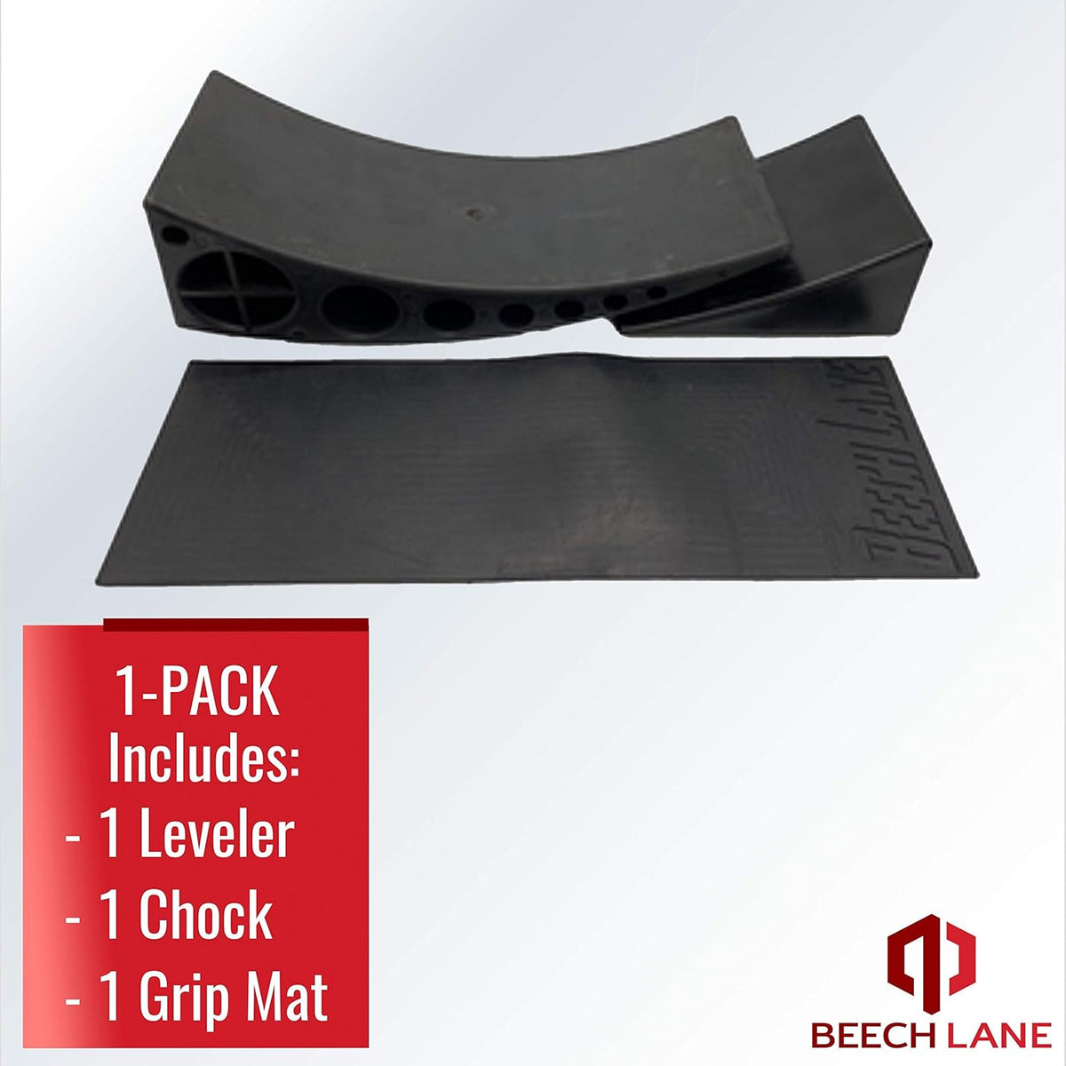 Camper Leveler 1 Pack with Curved Leveler, Chock, and Rubber Grip Mat O793