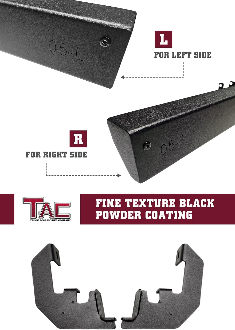 Black Fine Texture Truck Running Boards 2Pcs D78939