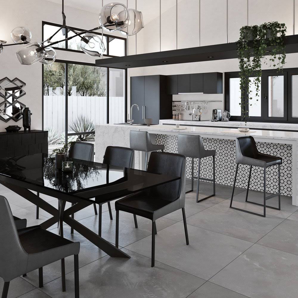 Black and Dark Gray Leatherette Counter Stool K90788