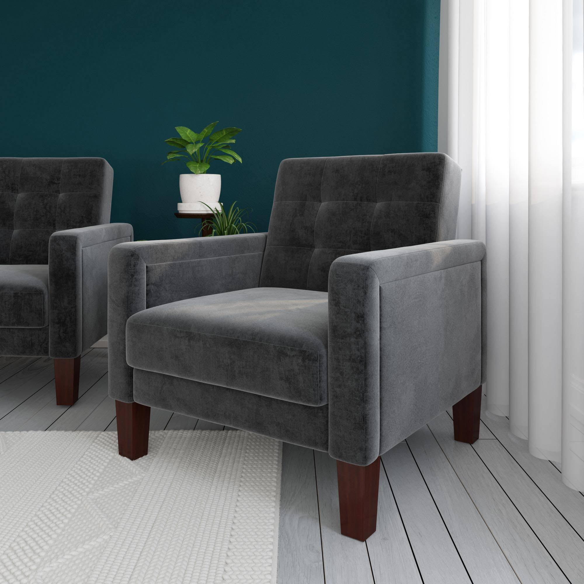 Gray Velvet Accent Chair T5587