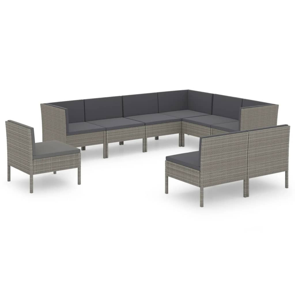 9 Piece Poly Rattan Outdoor Sectional Sofa Set G545511