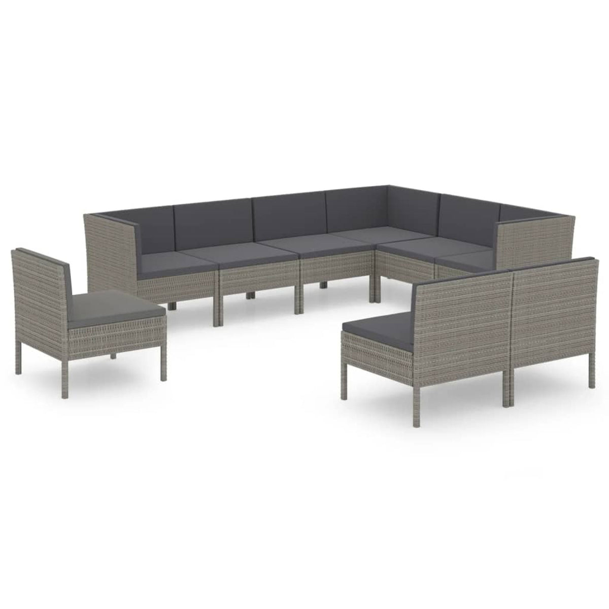 9 Piece Poly Rattan Outdoor Sectional Sofa Set G545511
