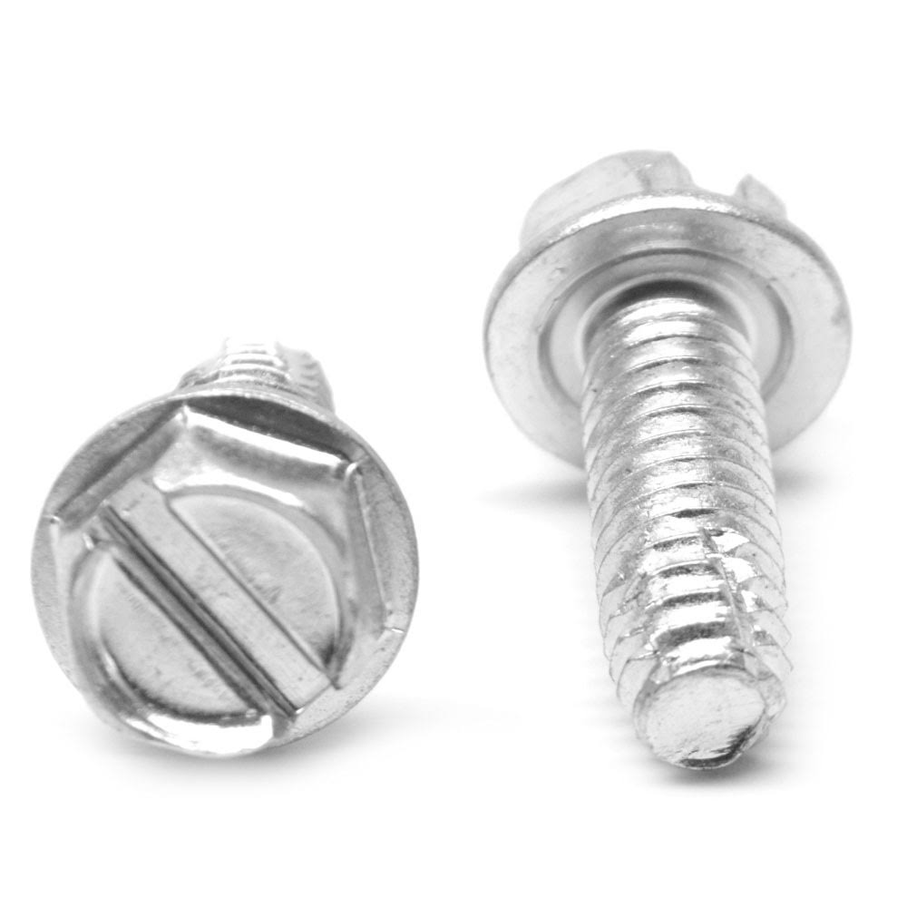 1/4x22-20 x 1 1/2x22 Coarse Thread Thread Cutting Screw Slotted Hex Washer Head Low Carbon Steel Zinc Plated Q6957