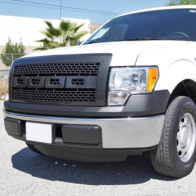 Gray ABS Carbon Fiber Look Front Hood Grille for Ford F150 X3485