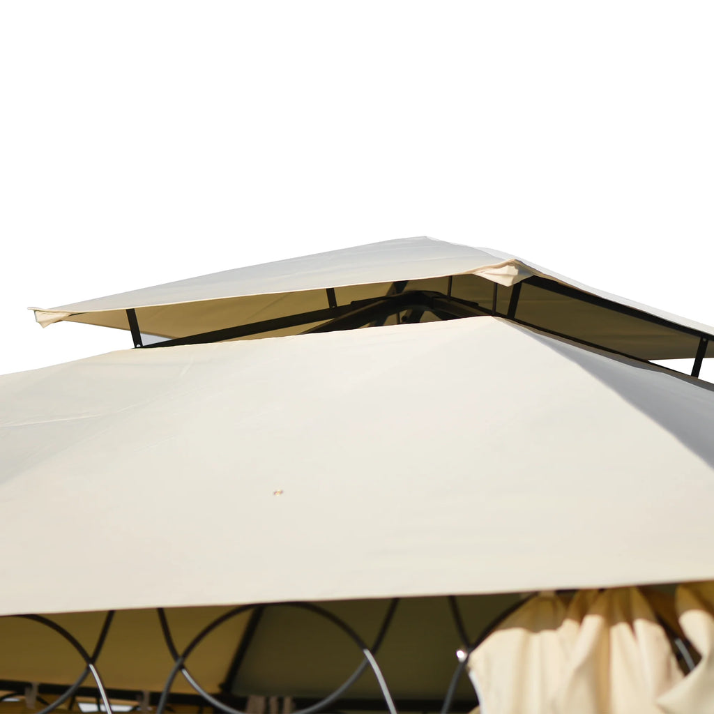 Beige Double Tiered Outdoor Patio Gazebo with UV Protection M124