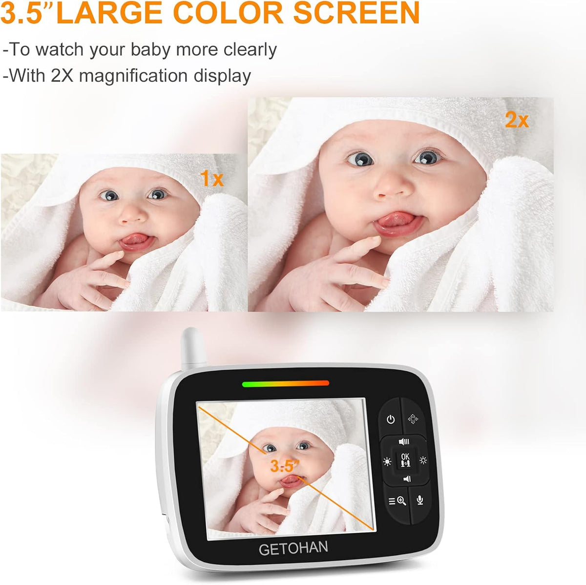 Video Baby Monitor with Camera and Audio, Night Vision, 2-Way Talk, Pack of 2 Z553