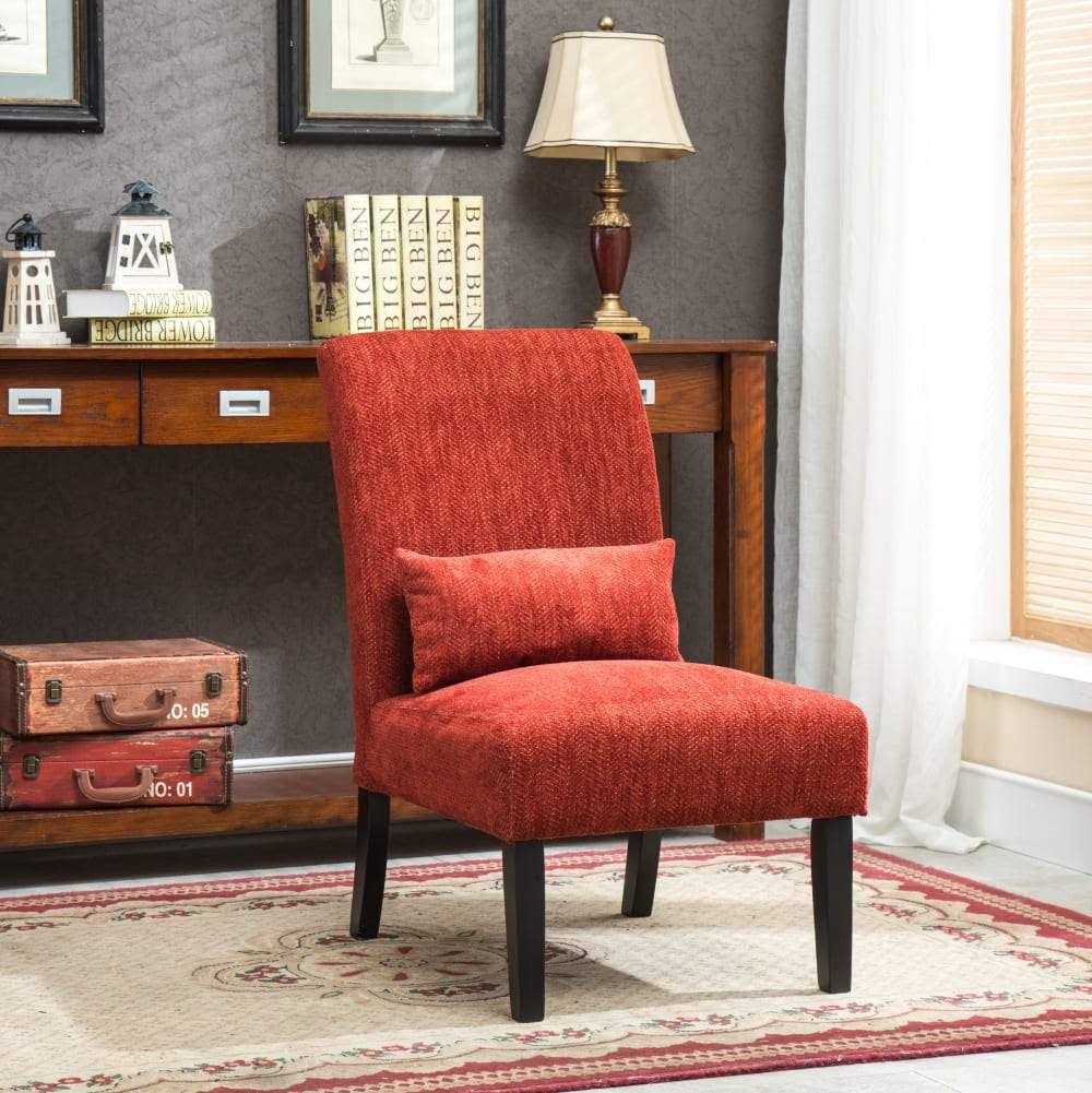 Orange Chenille Armless Accent Chair X491
