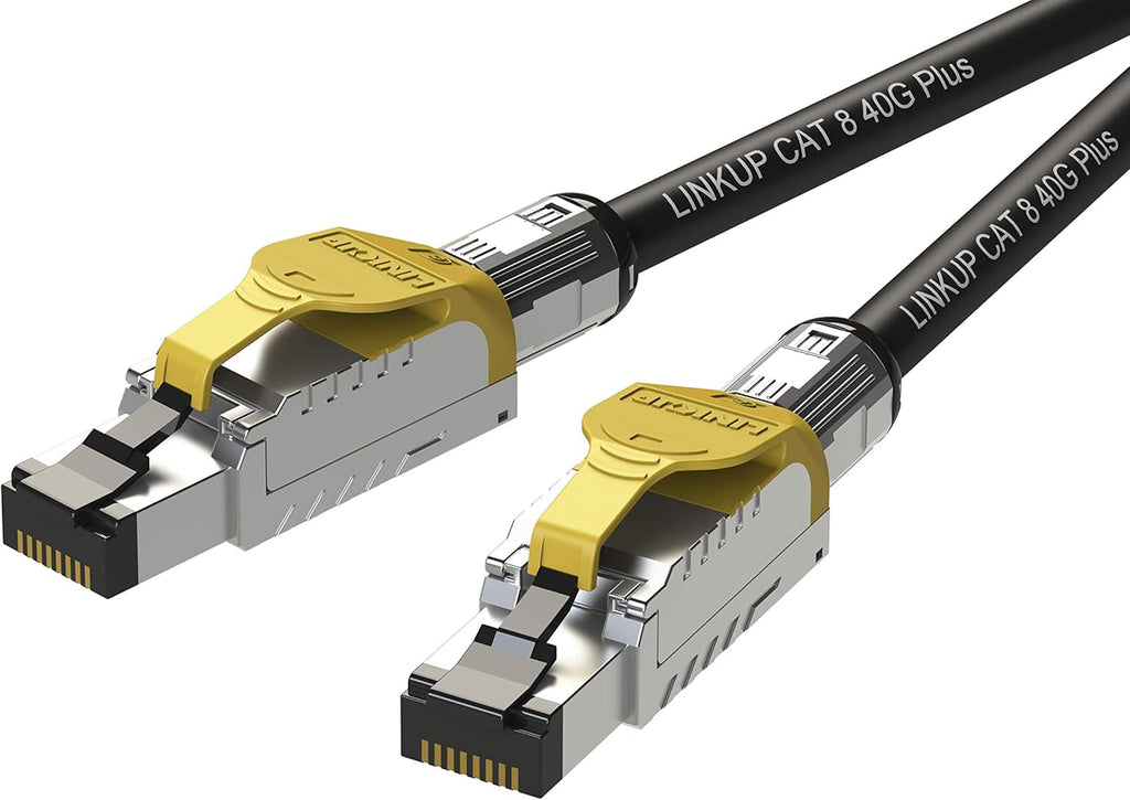 Cat8 Ethernet Patch Cable Double Shielded 2000MHz Yellow 50ft Pack of 2 G751