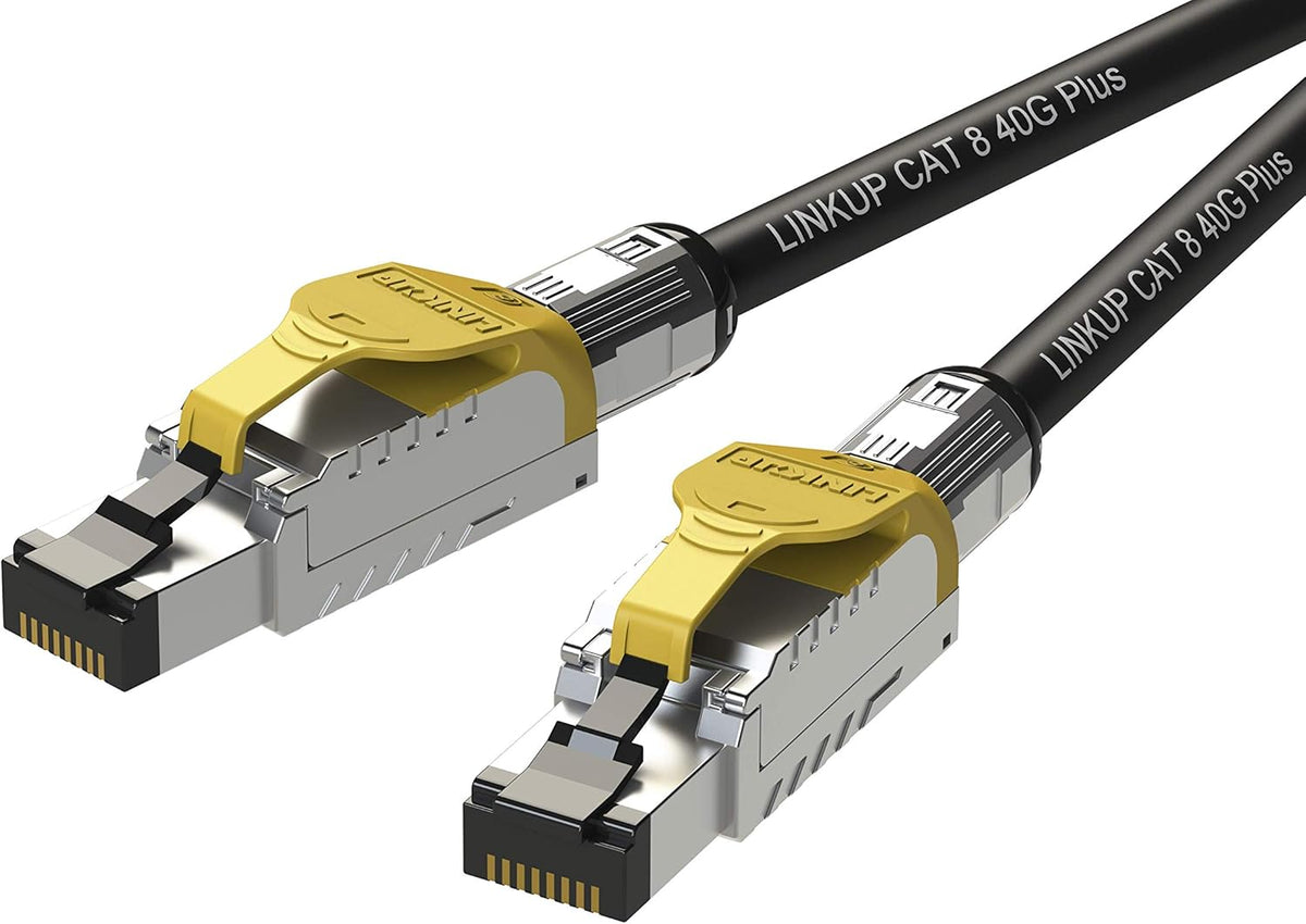Cat8 Ethernet Patch Cable Double Shielded 2000MHz Yellow 50ft Pack of 2 G751