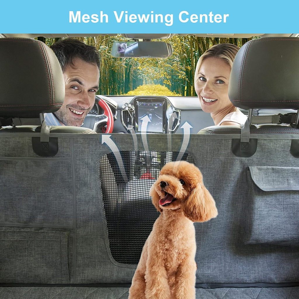 Gray Waterproof Dog Car Seat Cover with Mesh Window O2229