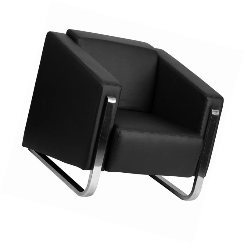 Black Leather Chair with Stainless Steel Frame I22831