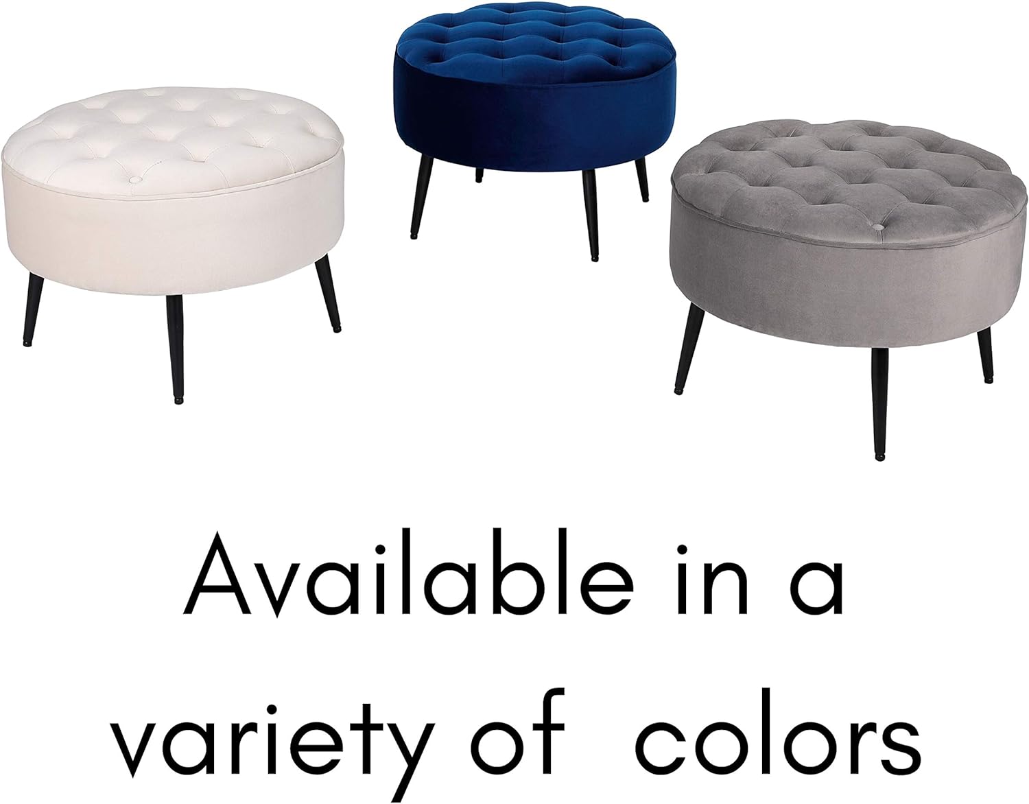 Grey Velvet Ottoman Foot Stool with Steel Legs D60369