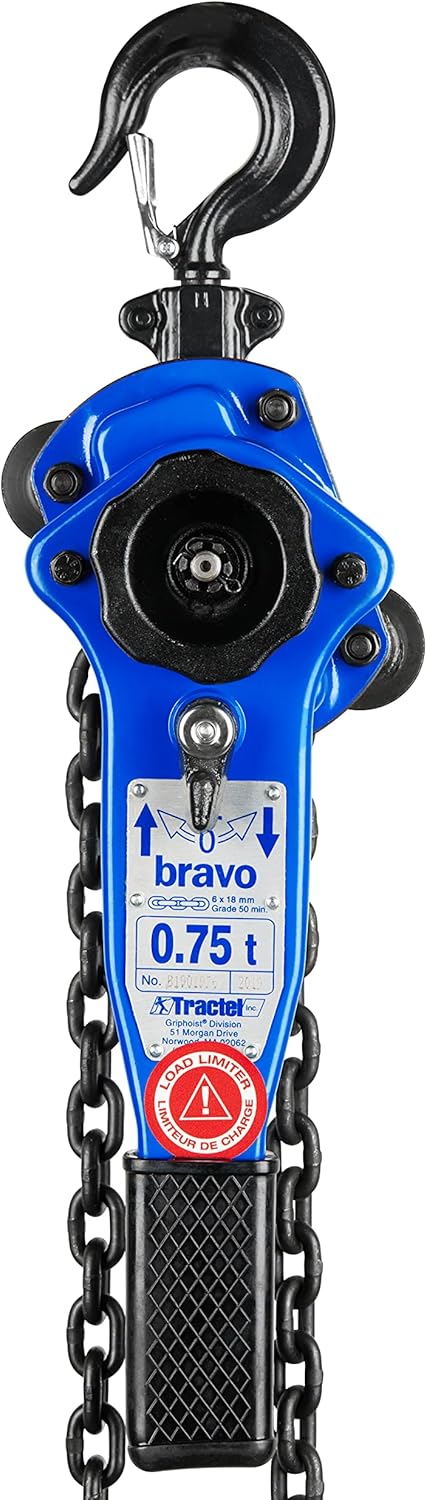 Lever Chain Hoist, 3/4 Ton Capacity, 10 ft Lift L6801