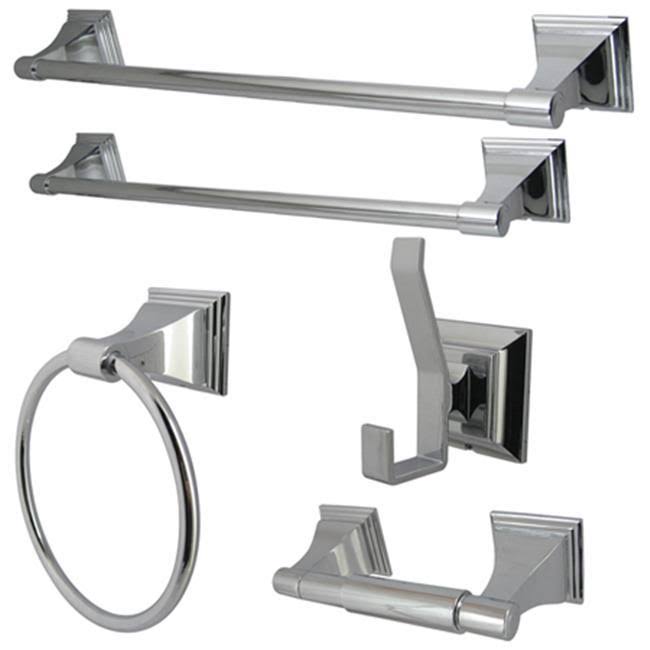 Polished Chrome 5-Piece Towel Bar Bath Hardware Set Y333