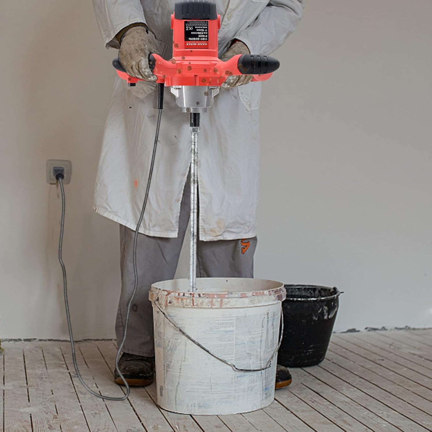 2100W Electric Handheld Concrete Mixer Drill, Cement Stirrer with Rod, 6 Speed, 110V, Pack of 2 M276