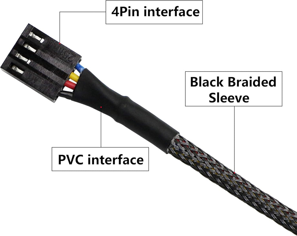 4 Pin PWM Fan Hub Splitter Power Supply Cable 1 to 5 Way PC CPU Cooling Case Fan Power Extension Cable for ATX Computer Case 4-Pin & 3-Pin Cooling Fans 14.8inch 2-Pack I18829