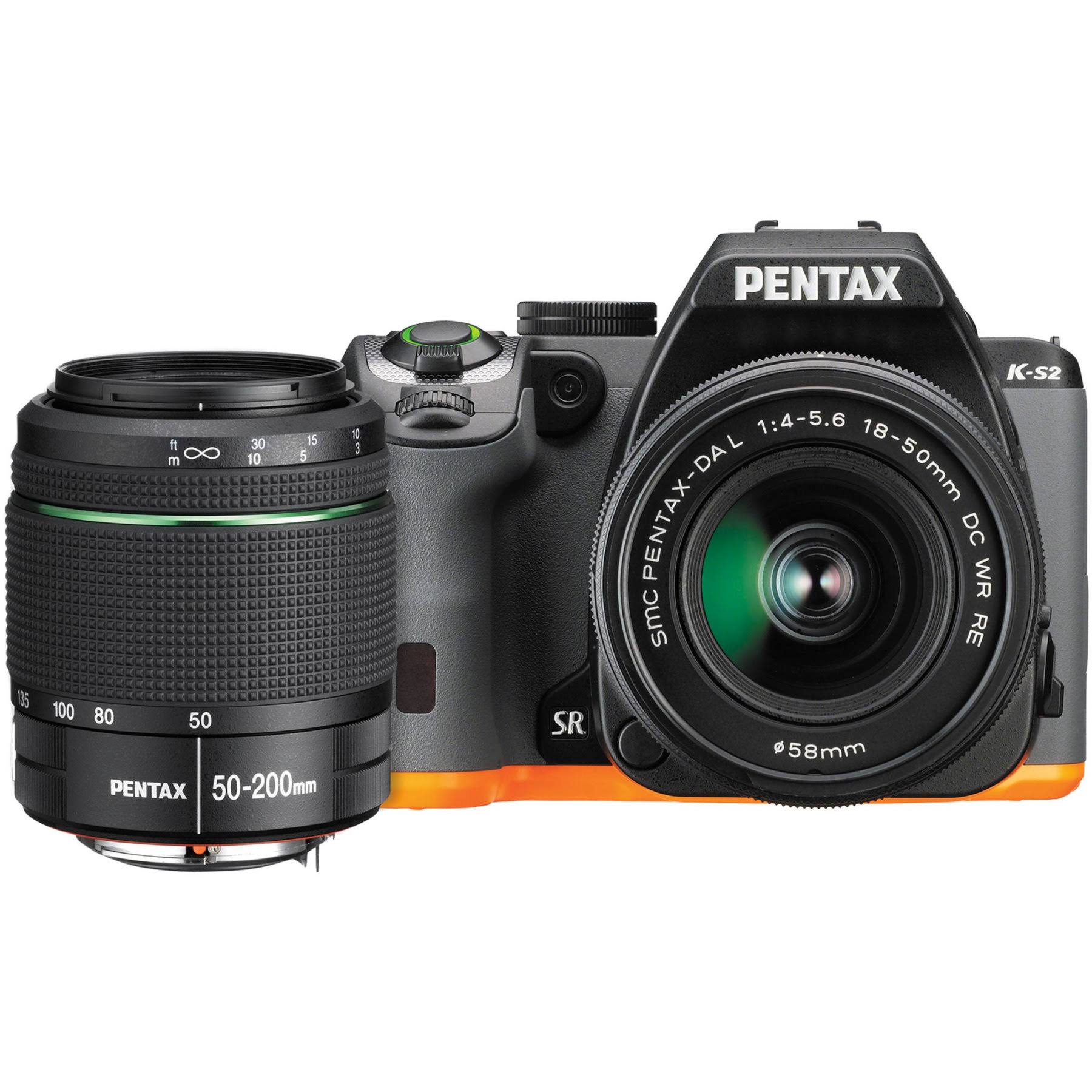 Black/Orange DSLR Camera with 18-50mm & 50-200mm Lenses N6865