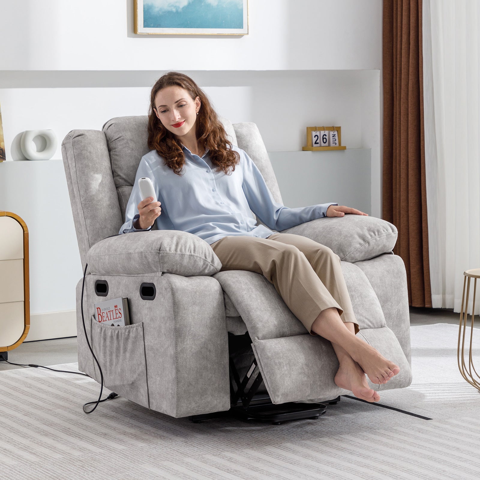 Beige Electric Massage Recliner Chair J6500