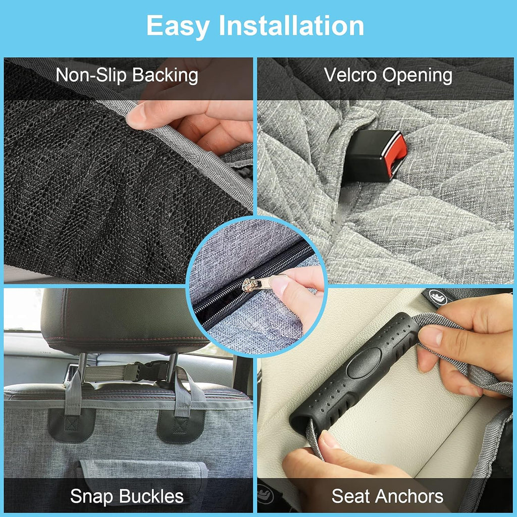 Gray Waterproof Dog Car Seat Cover with Mesh Window O2229