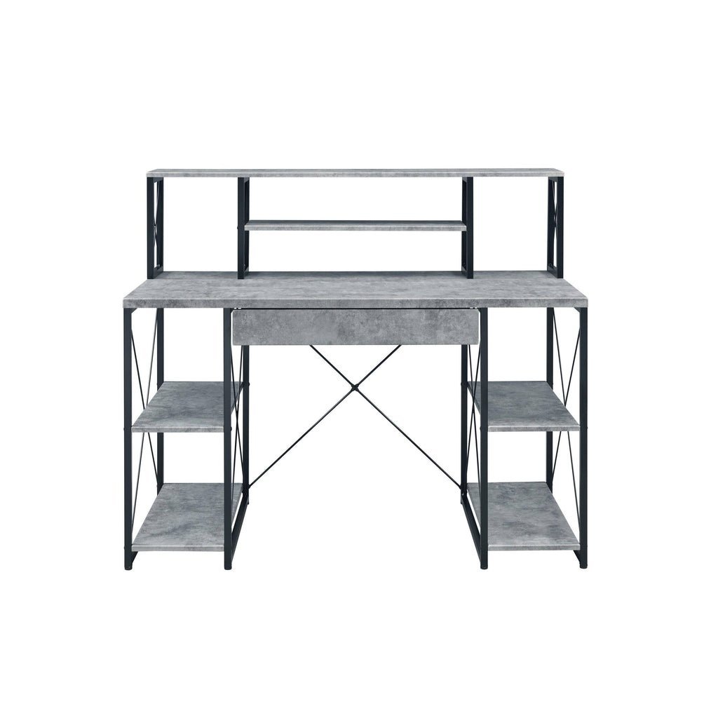 Faux Concrete Black Desk U83964
