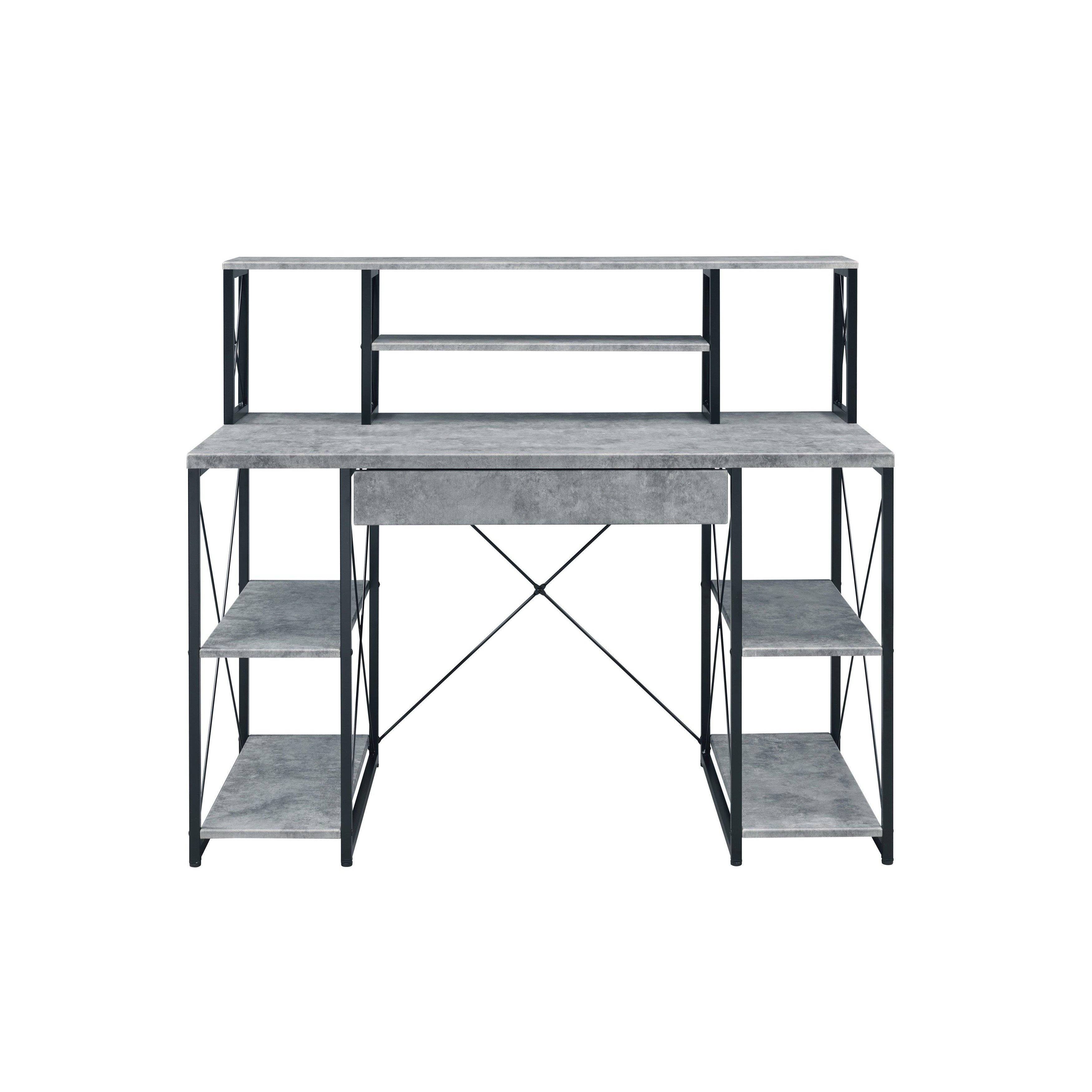 Faux Concrete Black Desk U83964