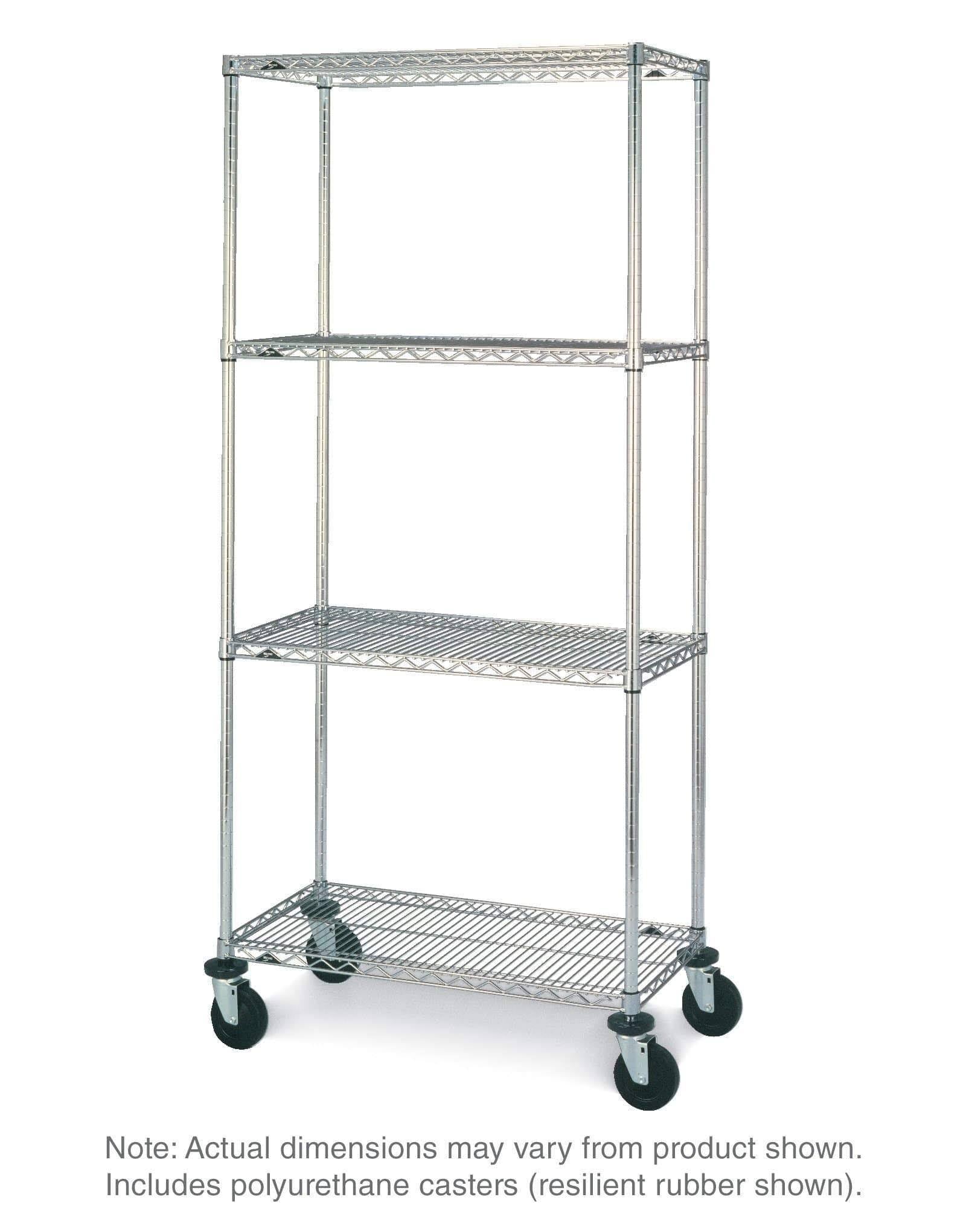 Chrome Stem Caster Cart, 4 Shelves G22955