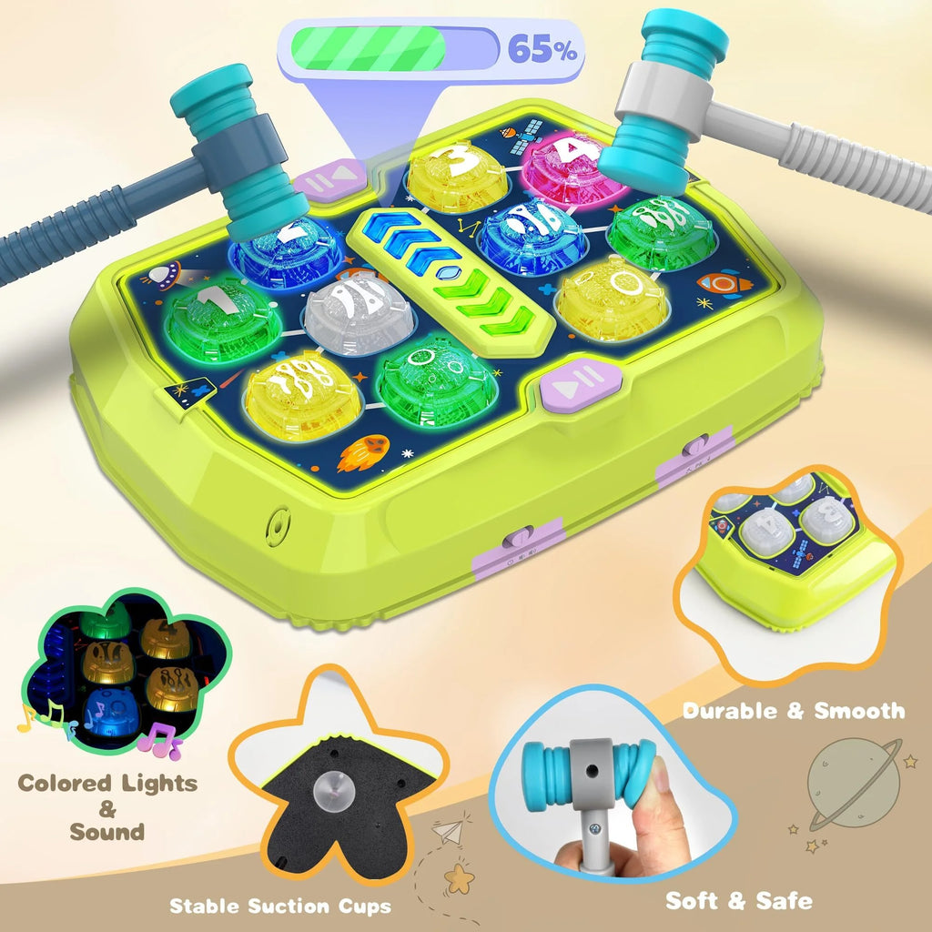 Green Interactive Whack a Mole Game with 2 Soft Hammers R8534